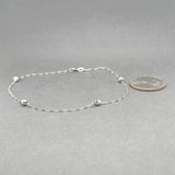 Estate 14K W Gold Mariner Bead Anklet - Walter Bauman Jewelers