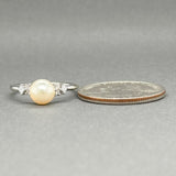 Estate 14K W Gold Pearl & 0.06ctw H - I/SI1 - 2 Diamond Ring - Walter Bauman Jewelers