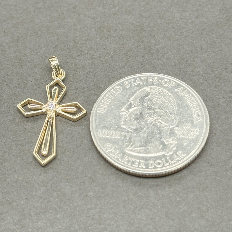 Estate 14K Y Gold 0.02ct J/I1 Diamond Cross Pendant - Walter Bauman Jewelers