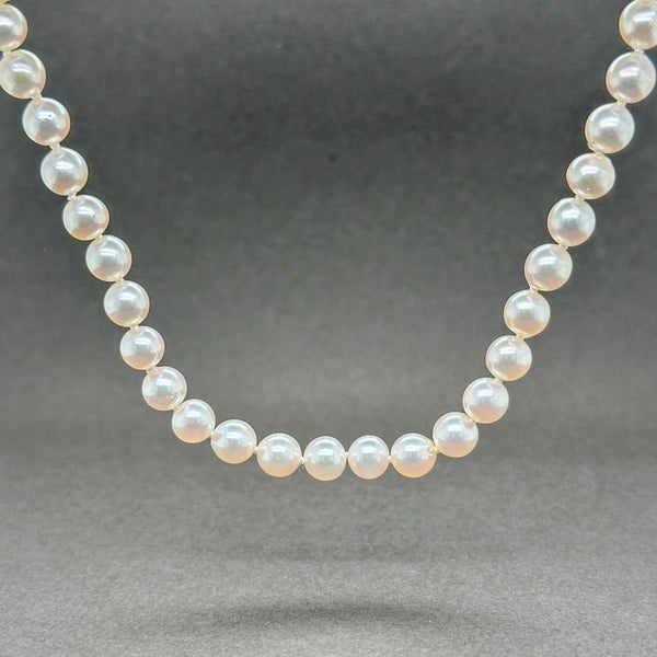 Estate 14K Y Gold 0.03ctw H-I/VS2 Diamond 16” Pearl Necklace - Walter Bauman Jewelers