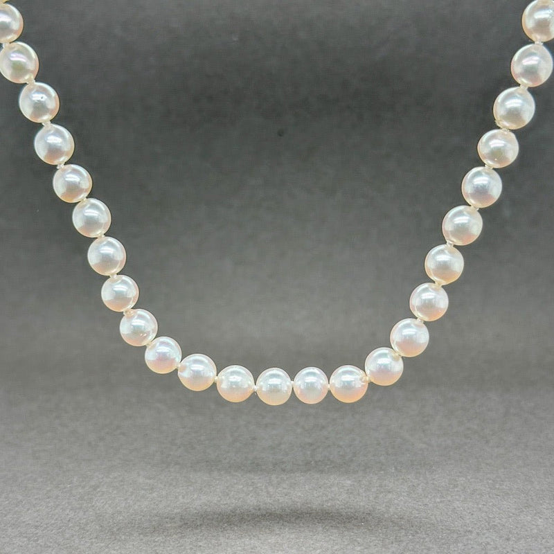 Estate 14K Y Gold 0.03ctw H-I/VS2 Diamond 16” Pearl Necklace - Walter Bauman Jewelers