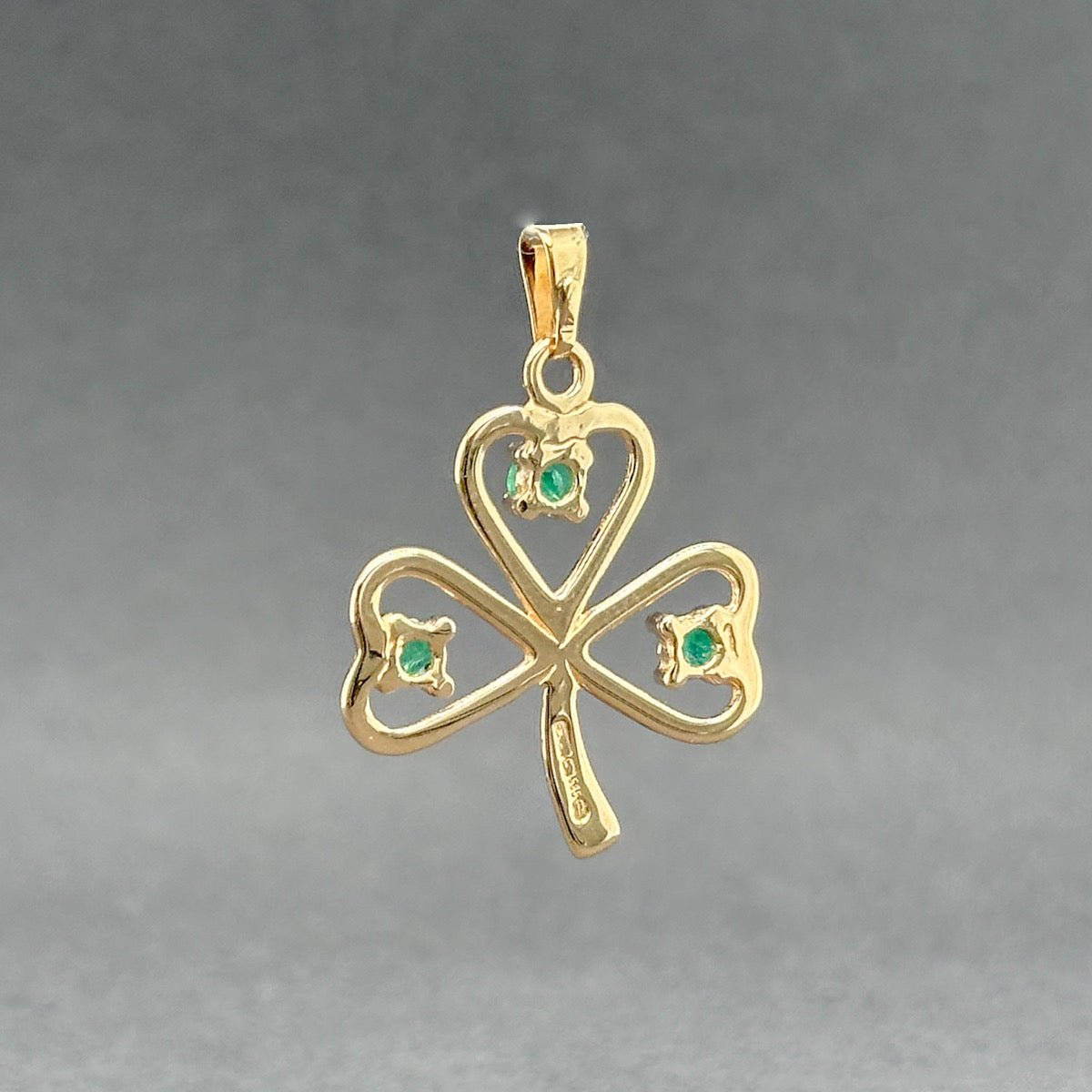 Estate 14K Y Gold 0.21ctw Emerald 3 Leaf Clover Pendant | Walter Bauman ...