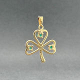 Estate 14K Y Gold 0.21ctw Emerald 3 Leaf Clover Pendant - Walter Bauman Jewelers