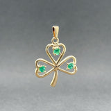 Estate 14K Y Gold 0.21ctw Emerald 3 Leaf Clover Pendant - Walter Bauman Jewelers