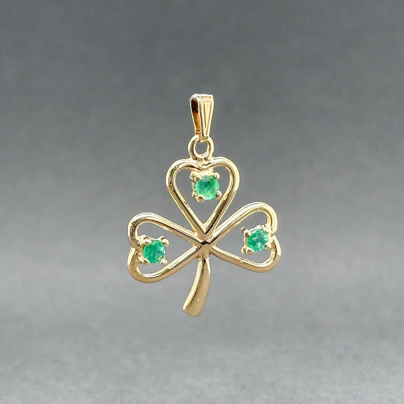 Estate 14K Y Gold 0.21ctw Emerald 3 Leaf Clover Pendant - Walter Bauman Jewelers