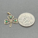 Estate 14K Y Gold 0.21ctw Emerald 3 Leaf Clover Pendant - Walter Bauman Jewelers