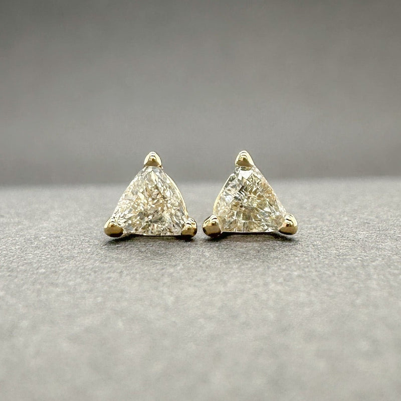 Estate 14K Y Gold 0.24ctw J/SI1 Trillion Diamond Stud Earrings - Walter Bauman Jewelers