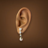 Estate 14K Y Gold 0.27ctw G-H/SI2 Diamond & Akoya Pearl Drop Earrings - Walter Bauman Jewelers