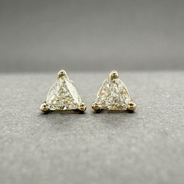 Estate 14K Y Gold 0.27ctw I - J/VS2 - SI1 Trillion Diamond Stud Earrings - Walter Bauman Jewelers