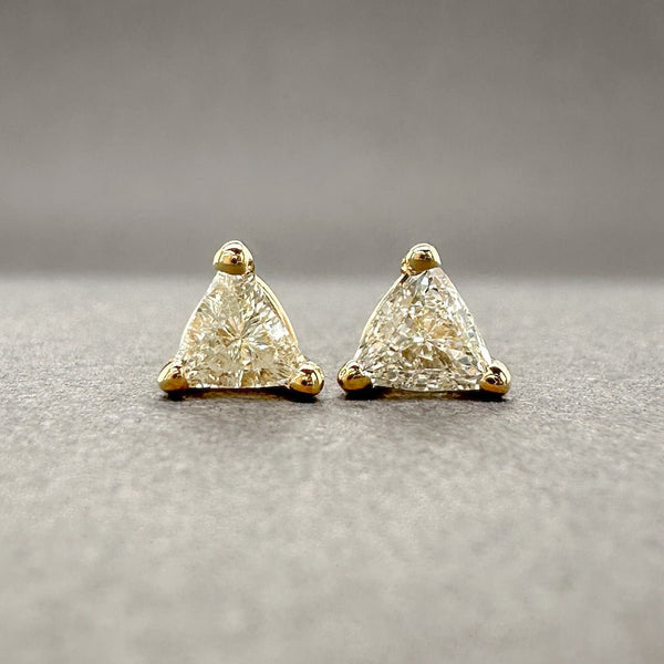 Estate 14K Y Gold 0.28ctw I/SI1 Trillion Diamond Stud Earrings - Walter Bauman Jewelers