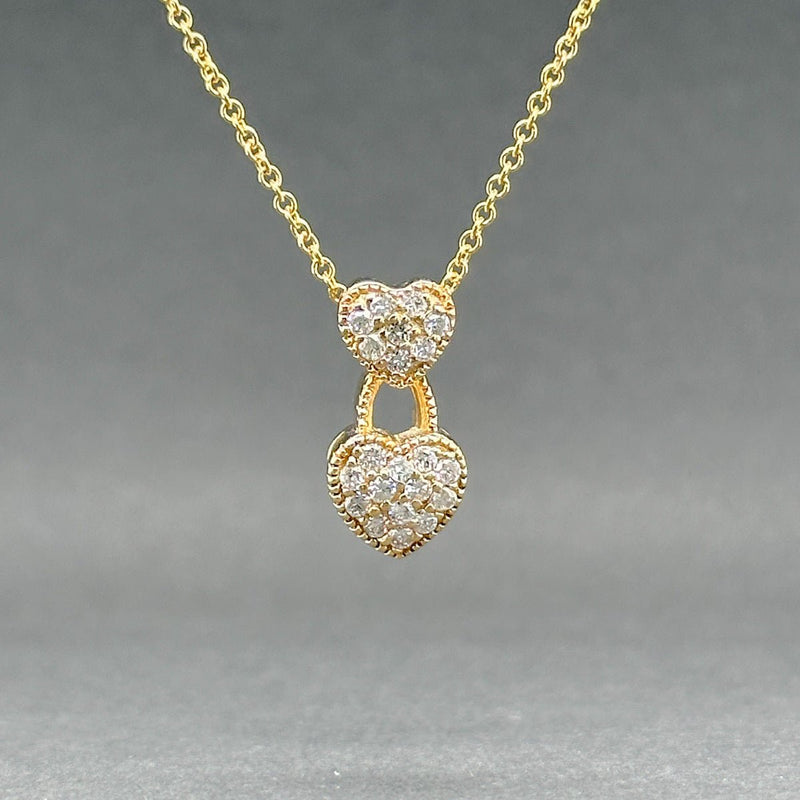 Estate 14K Y Gold 0.30ctw H/SI1 - 2 Diamond Double Heart Pendant - Walter Bauman Jewelers