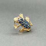 Estate 14K Y Gold 0.39ctw Sapphire & 0.01ctw H - I/SI1 - 2 Diamond Frog Pin - Walter Bauman Jewelers