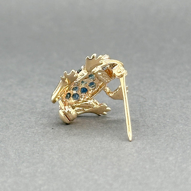 Estate 14K Y Gold 0.39ctw Sapphire & 0.01ctw H - I/SI1 - 2 Diamond Frog Pin - Walter Bauman Jewelers