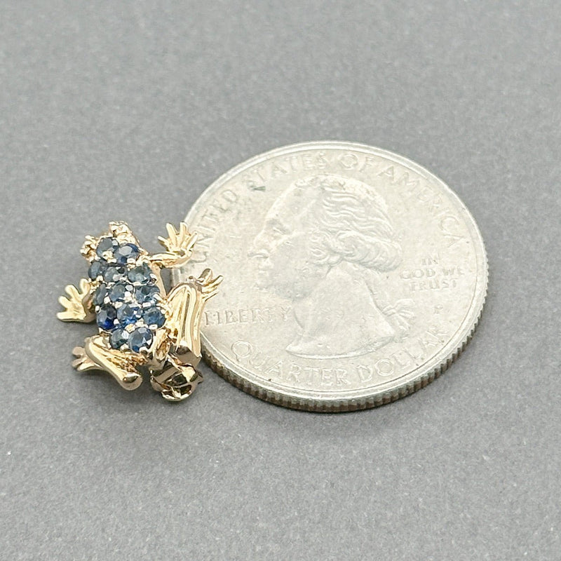 Estate 14K Y Gold 0.39ctw Sapphire & 0.01ctw H - I/SI1 - 2 Diamond Frog Pin - Walter Bauman Jewelers