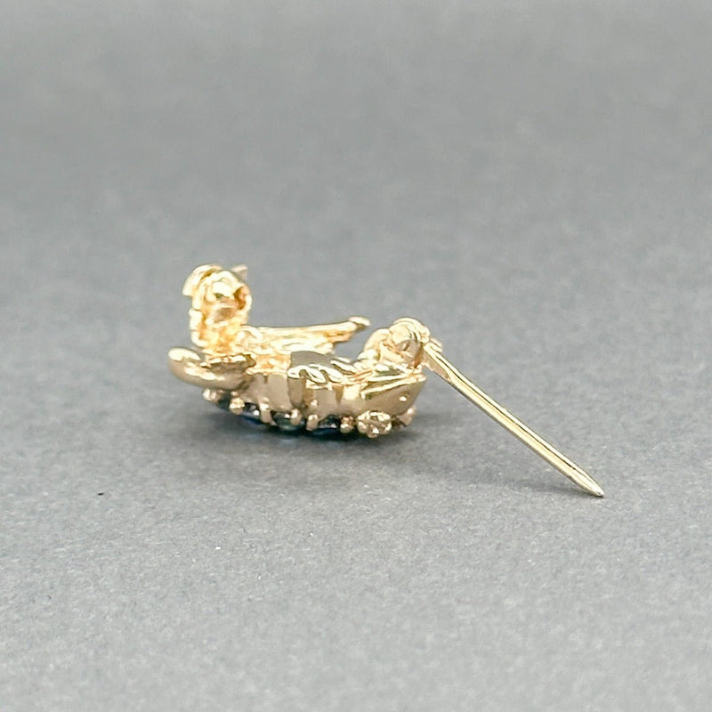 Estate 14K Y Gold 0.39ctw Sapphire & 0.01ctw H - I/SI1 - 2 Diamond Frog Pin - Walter Bauman Jewelers