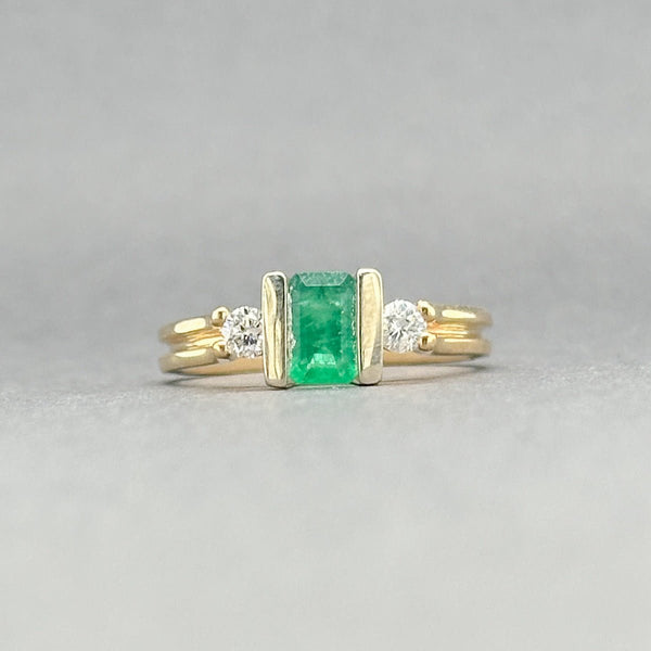 Estate 14K Y Gold 0.45ct Emerald & 0.15ctw Diamond Ring - Walter Bauman Jewelers