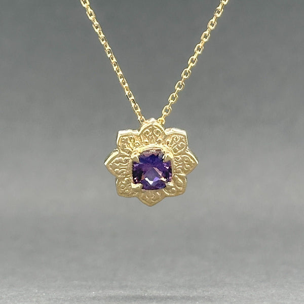 Estate 14K Y Gold 0.46ct Amethyst Flower Pendant - Walter Bauman Jewelers