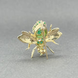 Estate 14K Y Gold 0.57ctw Emerald & 0.08ct I - J/I1 Diamond Bee Pin - Walter Bauman Jewelers