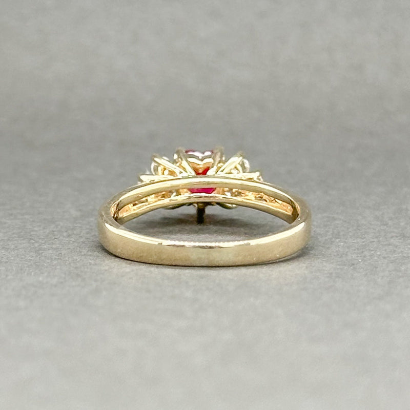 Estate 14K Y Gold 0.60ct Lab-Created Ruby & 0.11ctw H-I/SI2 Diamond Ring - Walter Bauman Jewelers