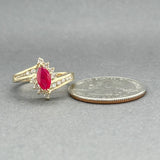 Estate 14K Y Gold 0.60ct Lab Ruby & 0.21ctw I - J/SI1 - 2 Diamond Ring - Walter Bauman Jewelers