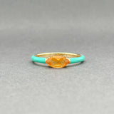 Estate 14K Y Gold 0.61ct Citrine Blue Enamel Ring - Walter Bauman Jewelers