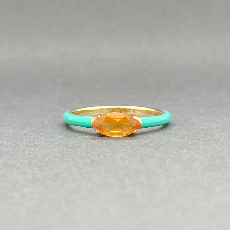 Estate 14K Y Gold 0.61ct Citrine Blue Enamel Ring - Walter Bauman Jewelers