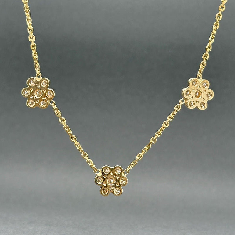 Estate 14K Y Gold 0.70ctw I - J/SI1 - 2 Diamond Flower Necklace - Walter Bauman Jewelers