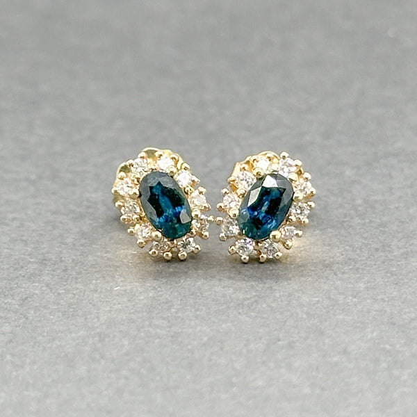 Estate 14K Y Gold 0.72ctw Sapphire & 0.13ctw Diamond Stud Earrings - Walter Bauman Jewelers