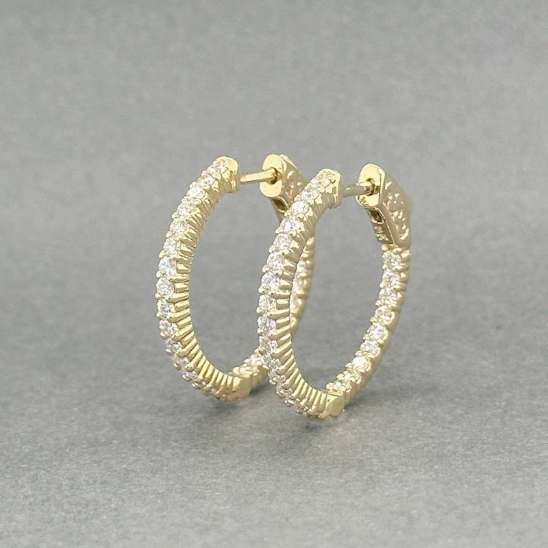 Estate 14K Y Gold 0.78ctw G/SI1 - 2 Diamond In/Out Hoop Earrings - Walter Bauman Jewelers