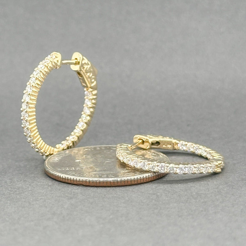 Estate 14K Y Gold 0.78ctw G/SI1 - 2 Diamond In/Out Hoop Earrings - Walter Bauman Jewelers