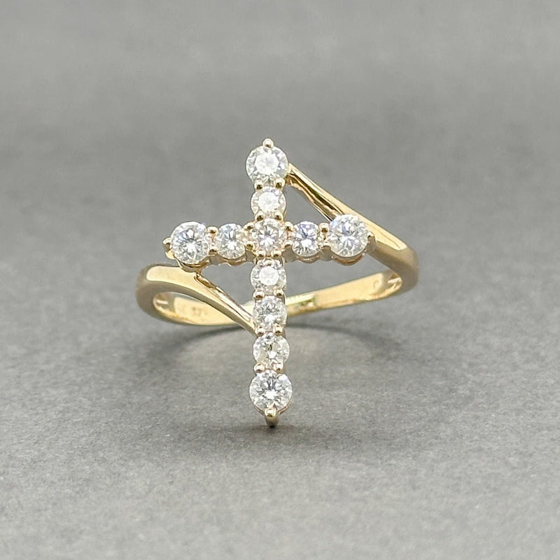 Estate 14K Y Gold 0.85ctw H/SI2 - I1 Diamond Cross Ring - Walter Bauman Jewelers