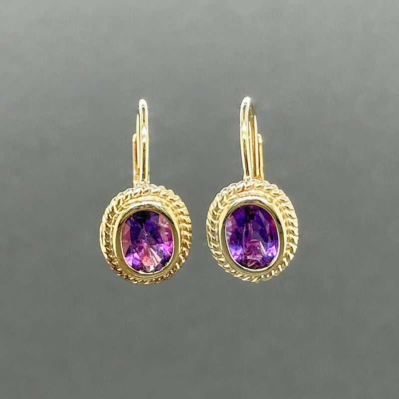 Estate 14K Y Gold 0.88ctw Amethyst Drop Earrings - Walter Bauman Jewelers