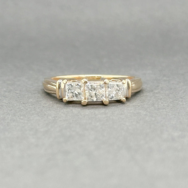 Estate 14K Y Gold 0.89ctw I - J/SI2 - I1 Diamond 3 Stone Eng. Ring - Walter Bauman Jewelers