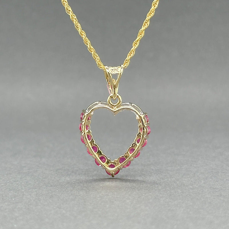 Estate 14K Y Gold 0.89ctw Ruby & 0.02ctw H - I/SI1 Diamond Heart Pendant - Walter Bauman Jewelers