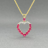 Estate 14K Y Gold 0.89ctw Ruby & 0.02ctw H - I/SI1 Diamond Heart Pendant - Walter Bauman Jewelers