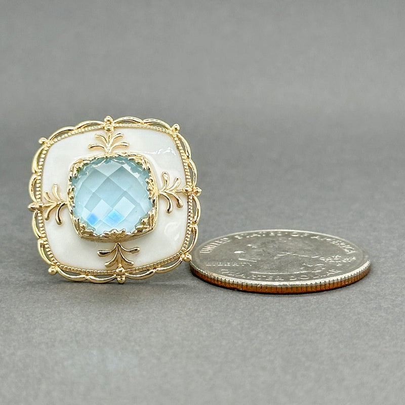 Estate 14K Y Gold 10.67ctw Agate & Blue Topaz Ring - Walter Bauman Jewelers