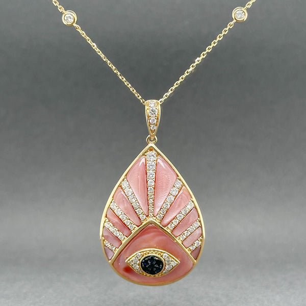 Estate 14K Y Gold 1.10ctw H - I/SI1 - 2 Diamond, 0.07ctw Sapphire, & MOP Evil Eye Pendant - Walter Bauman Jewelers