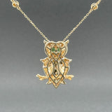 Estate 14K Y Gold 1.24ctw Yellow - I - J/SI1 - 2 Diamond & Garnet Owl Pendant - Walter Bauman Jewelers