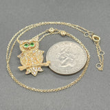 Estate 14K Y Gold 1.24ctw Yellow - I - J/SI1 - 2 Diamond & Garnet Owl Pendant - Walter Bauman Jewelers