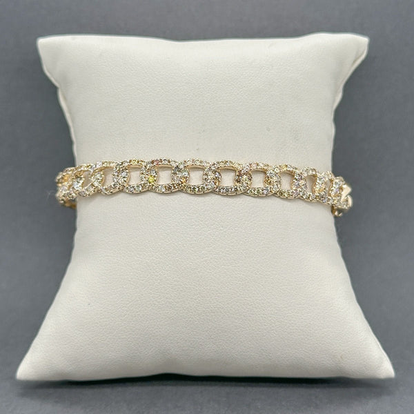 Estate 14K Y Gold 1.25ctw Cognac/SI1 Diamond Curb Chain Bangle Bracelet - Walter Bauman Jewelers