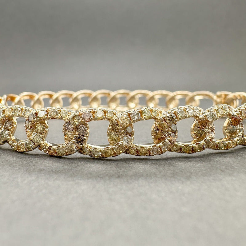 Estate 14K Y Gold 1.25ctw Cognac/SI1 Diamond Curb Chain Bangle Bracelet - Walter Bauman Jewelers