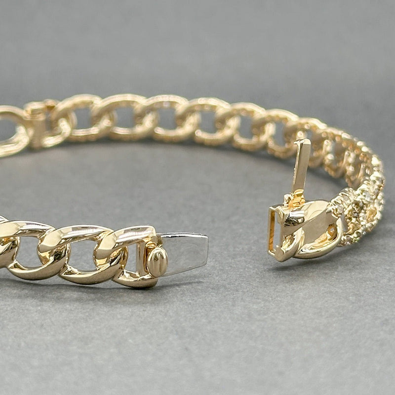 Estate 14K Y Gold 1.25ctw Cognac/SI1 Diamond Curb Chain Bangle Bracelet - Walter Bauman Jewelers