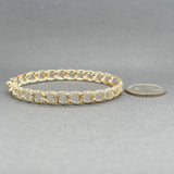 Estate 14K Y Gold 1.25ctw Cognac/SI1 Diamond Curb Chain Bangle Bracelet - Walter Bauman Jewelers