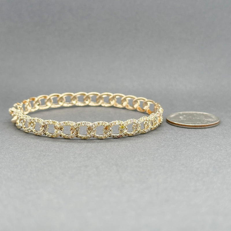 Estate 14K Y Gold 1.25ctw Cognac/SI1 Diamond Curb Chain Bangle Bracelet - Walter Bauman Jewelers