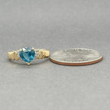 Estate 14K Y Gold 1.38ct Blue Topaz & 0.03ctw H/SI2 Diamond Heart Ring - Walter Bauman Jewelers