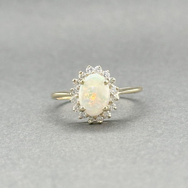 Estate 14K Y Gold 1.39ct White Opal & 0.16ctw H - I/SI1 - 2 Diamond Halo Ring - Walter Bauman Jewelers