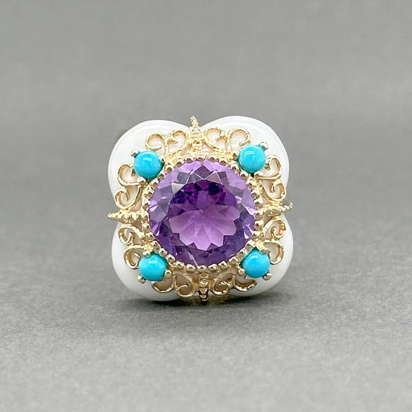 Estate 14K Y Gold 14.52ctw Agate, Amethyst & Turquoise Ring - Walter Bauman Jewelers