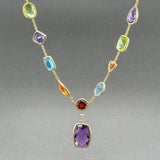 Estate 14K Y Gold 14.98ctw Multigemstone & Diamond Y Drop Necklace - Walter Bauman Jewelers