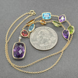 Estate 14K Y Gold 14.98ctw Multigemstone & Diamond Y Drop Necklace - Walter Bauman Jewelers