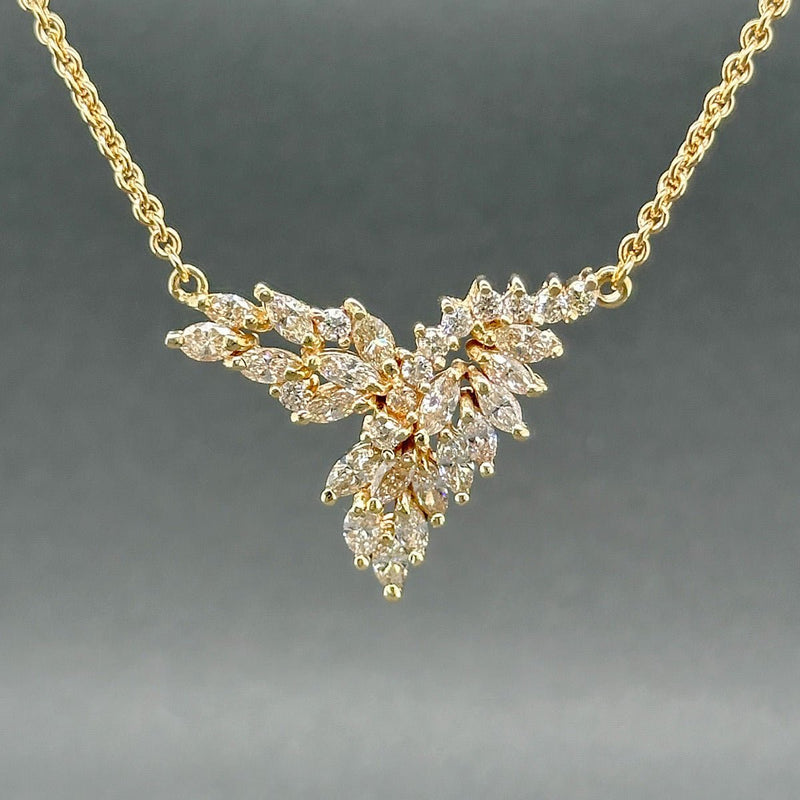 Estate 14K Y Gold 1.55ctw J - M/SI1 - 2 Diamond V Necklace - Walter Bauman Jewelers